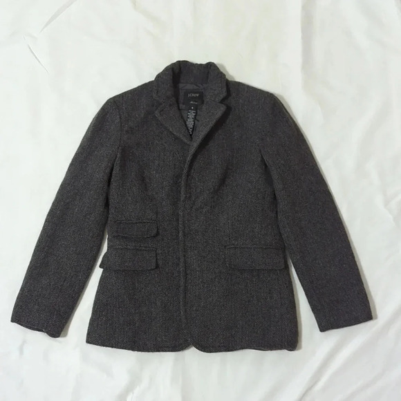 J.Crew Wool Blazer, Color Gray Herringbone Size 6 - Picture 1 of 15